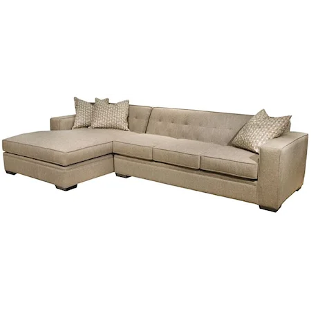 Modern Sectional Sofa with Button Tufted Back and Chaise